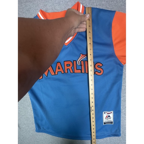 Miami Marlins‎ Shirt Mens Medium Blue Orange MLB Baseball Cruz 27 Stitched - Picture 7 of 8